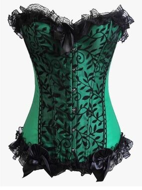 Green vine Lace-Trim Corset Bustier